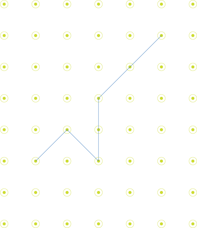 Line running through node grid